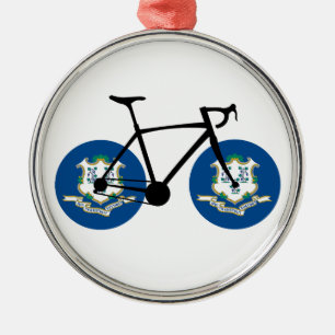 Connecticut Flag Cycling Metal Tree Decoration