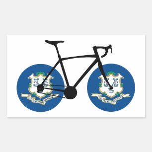 Connecticut Flag Cycling Rectangular Sticker