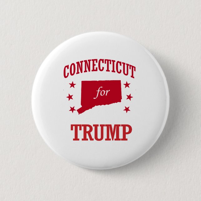 CONNECTICUT FOR DONALD TRUMP 6 CM ROUND BADGE (Front)
