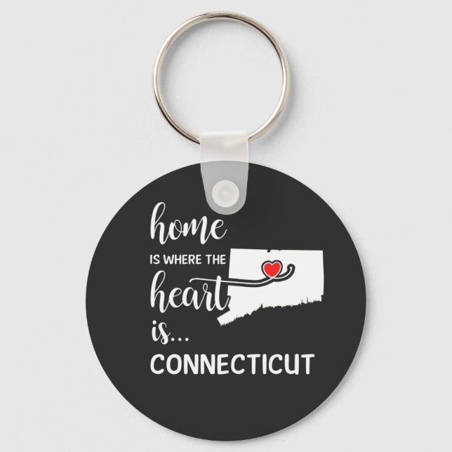 Connecticut home is where the heart is key ring (Front)