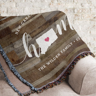 Connecticut Home State Personalised Wood Look Throw Blanket