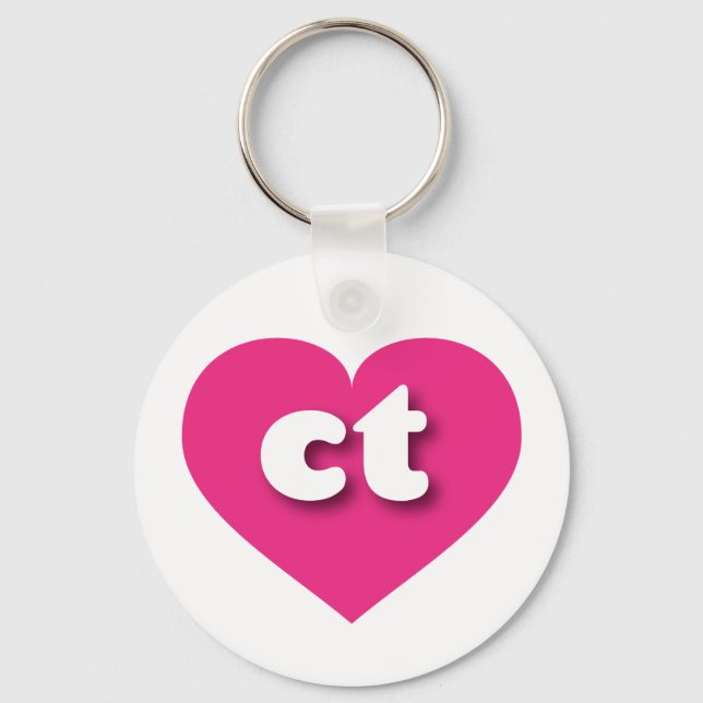 Connecticut hot pink heart - I love ct Key Ring (Front)