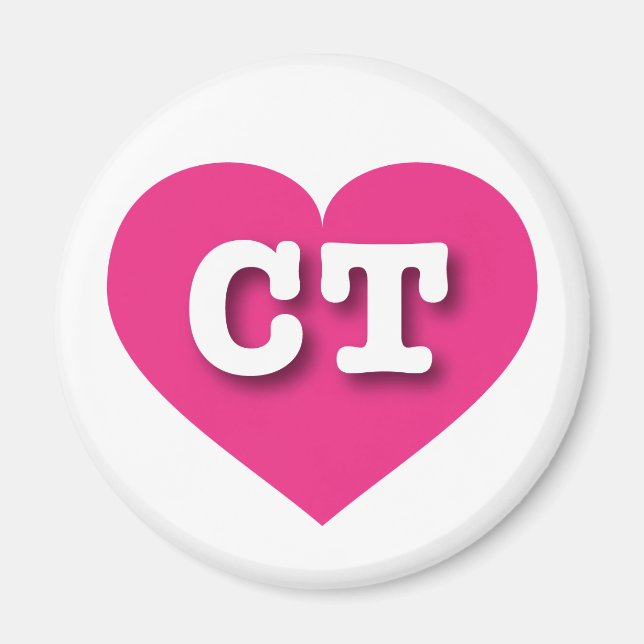 Connecticut Hot Pink Heart - I love CT Magnet (Front)