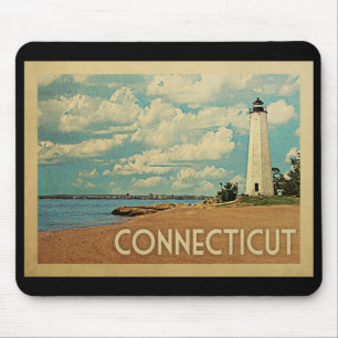 Connecticut Lighthouse Vintage Travel Mouse Mat