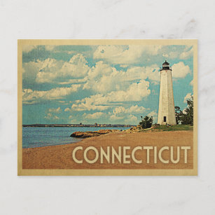 Connecticut Lighthouse Vintage Travel Postcard