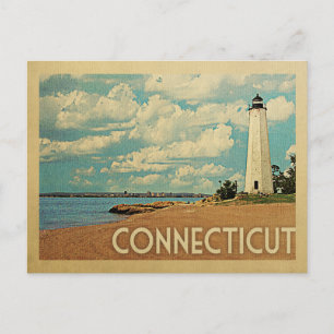 Connecticut Lighthouse Vintage Travel Postcard