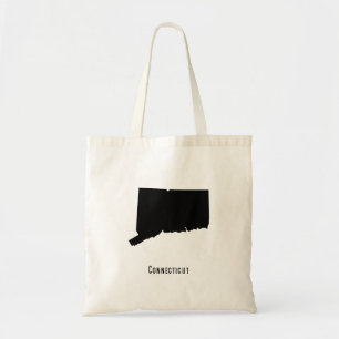 Connecticut Map - Black and White Modern Simple Tote Bag