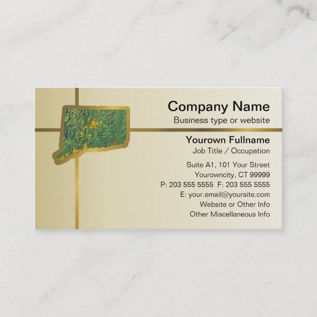 Connecticut Map Business Card (Front)