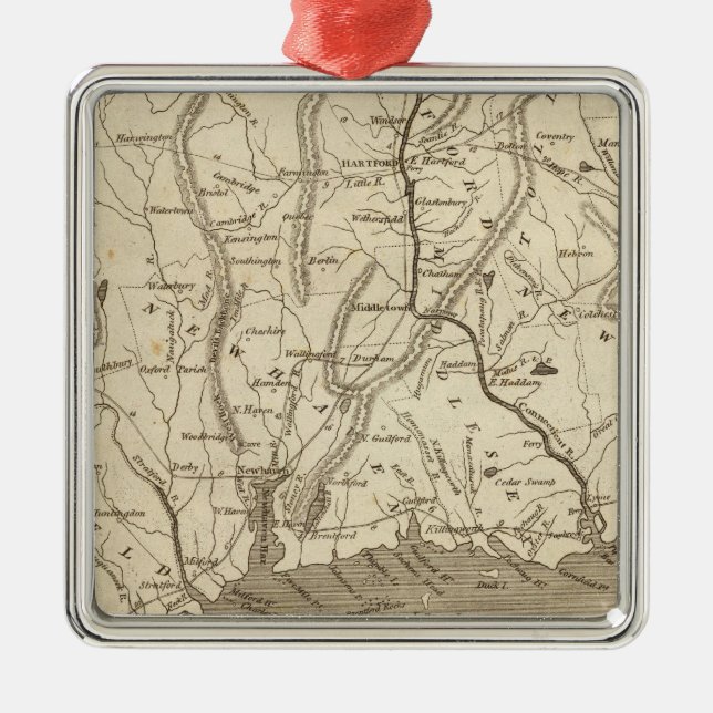 Connecticut Map by Arrowsmith Metal Tree Decoration (Front)