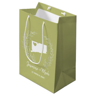 Connecticut map destination wedding favors      medium gift bag