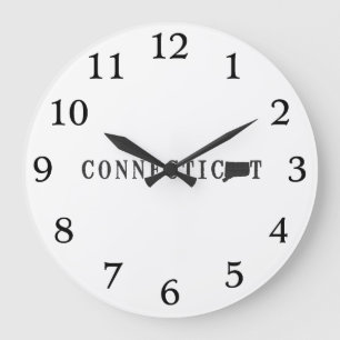 Connecticut Name with State Shaped Letter Large Clock