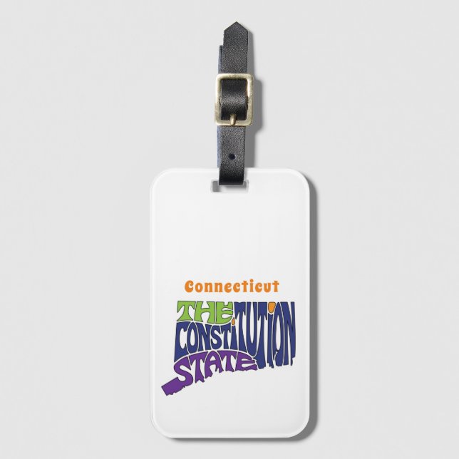 Connecticut Nickname Word Art Luggage Tag (Front Vertical)