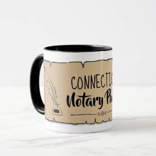Connecticut Notary Public Scroll Feather Quill Mug