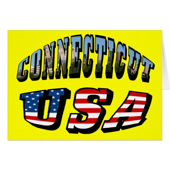 Connecticut Picture and USA Flag Text (Front Horizontal)