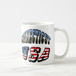 Connecticut Picture and USA Flag Text Coffee Mug
