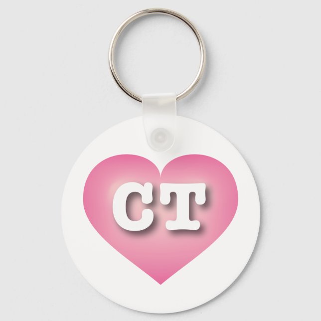 Connecticut Pink Fade Heart - I love CT Key Ring (Front)