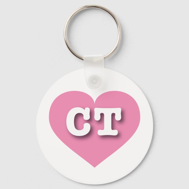 Connecticut Pink Heart - I love CT Key Ring (Front)