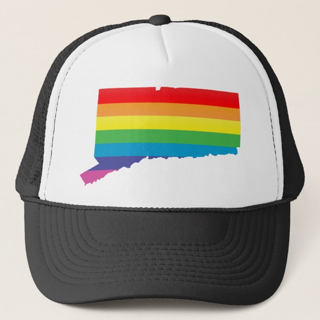 connecticut pride. striped. trucker hat (Front)