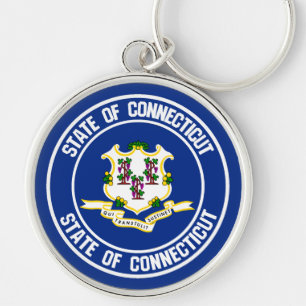 Connecticut Round Emblem Key Ring