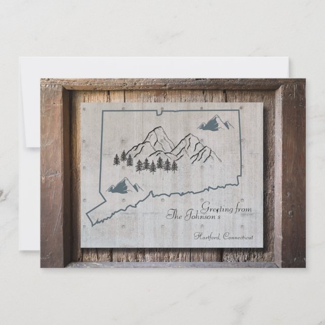 Connecticut Rustic Wood Mountain Greeting Card (Front)