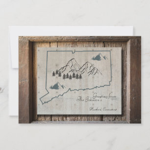 Connecticut Rustic Wood Mountain Greeting Card