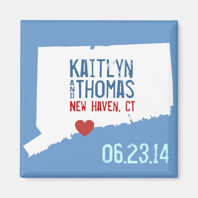 Connecticut Save the Date - Customisable City Magnet (Front)