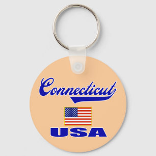 Connecticut Script Key Ring