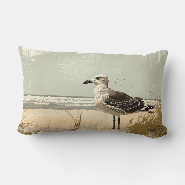 Connecticut Seagull Throw Pillow (Back)