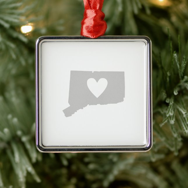 Connecticut Shaped Grey with Heart Grey Nutmegger Metal Tree Decoration (Tree)