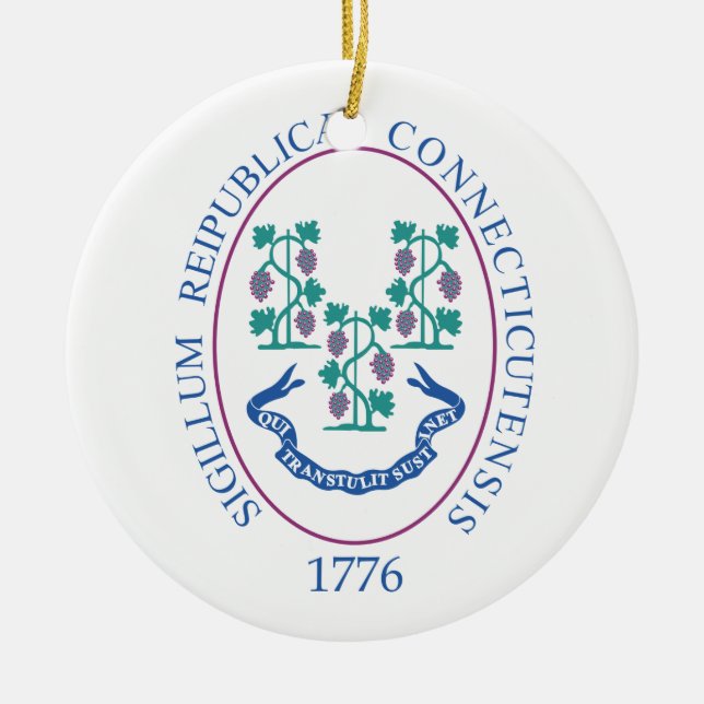 Connecticut sign ceramic tree decoration (Front)