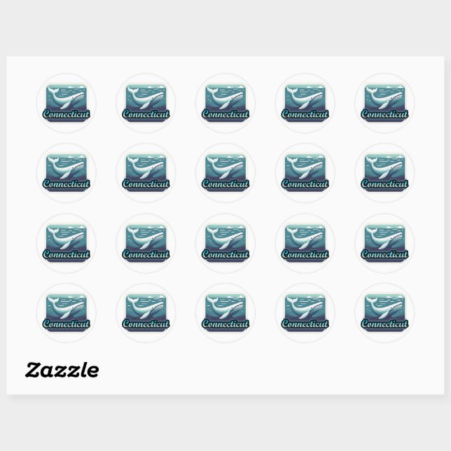 Connecticut, Sperm whale, Classic Round Sticker (Sheet)