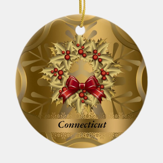 Connecticut State Christmas Ornament (Front)
