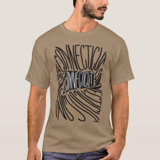 Connecticut State CT Map and Flag Typography USA A T-Shirt