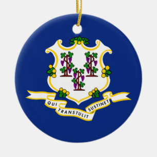 Connecticut State Flag Ceramic Tree Decoration