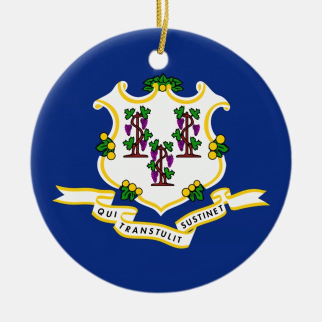 Connecticut State Flag Ceramic Tree Decoration (Front)