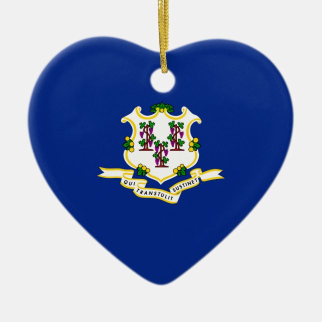 Connecticut State Flag Design Decor Ceramic Tree Decoration (Front)