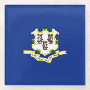 Connecticut State Flag Design Decor Glass Coaster
