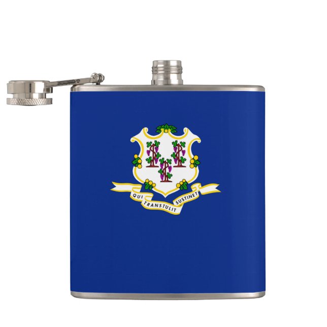 Connecticut State Flag Design Hip Flask (Opened)