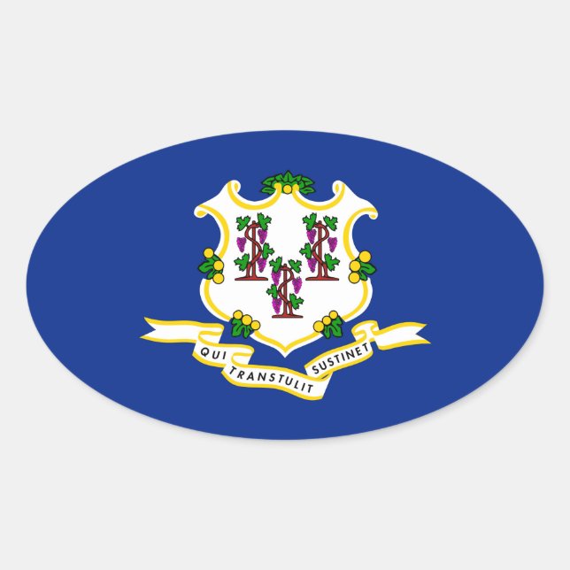 Connecticut State Flag Design Oval Sticker (Front)