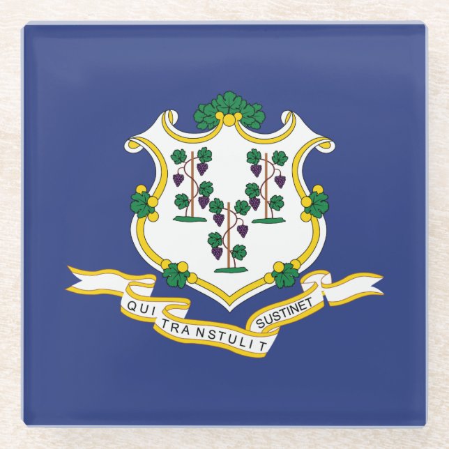 Connecticut State Flag Glass Coaster (Front)