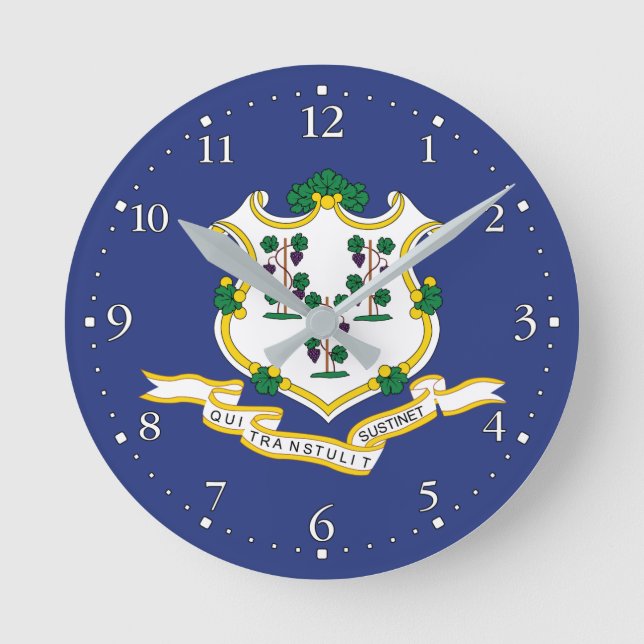 Connecticut State Flag Round Clock (Front)