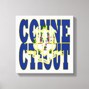 Connecticut state flag text canvas print