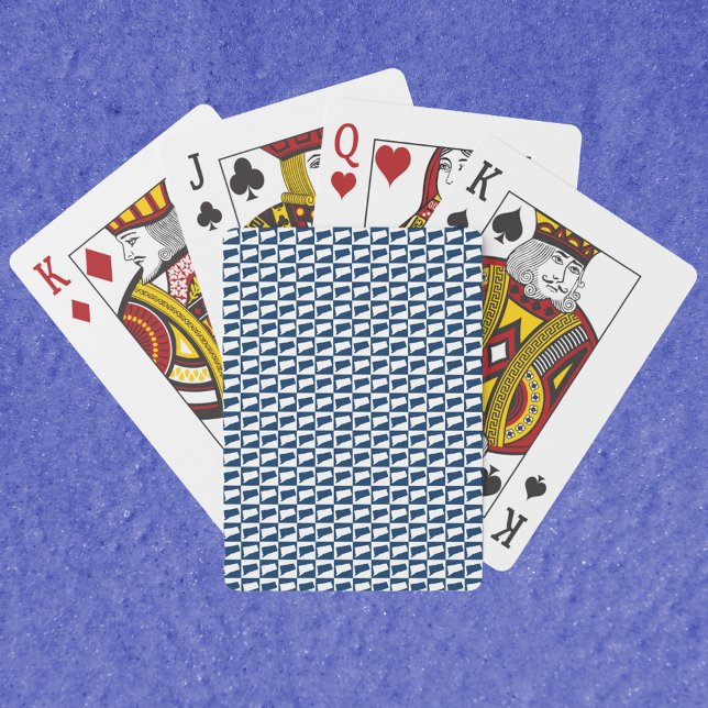 Connecticut State Grid Pattern Blue White Playing Cards (A deck of playing cards with a pattern of Connecticut done in blue and white.)