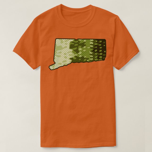 Connecticut State Map Bass Fishing Colour Pattern  T-Shirt (Design Front)