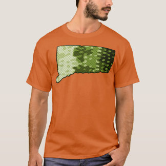 Connecticut State Map Bass Fishing Colour Pattern T-Shirt