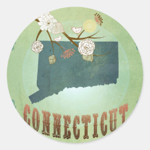 Connecticut State Map – Green Classic Round Sticker
