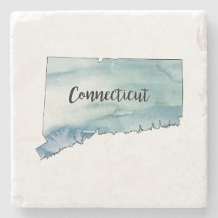Connecticut State Map Marble Stone Coaster