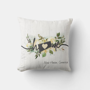 Connecticut State Personalised Home City Rustic Cushion