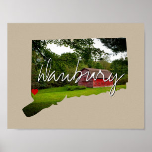 Connecticut State Photo insert and town name Poster