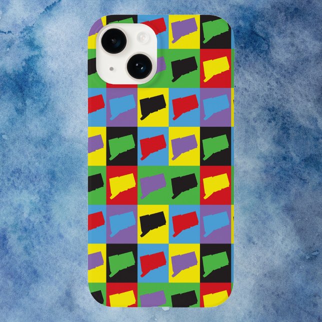 Connecticut State Pop Art Pattern Case-Mate iPhone Case (An iphone case with a pop art pattern featuring the US state of Connecticut )
